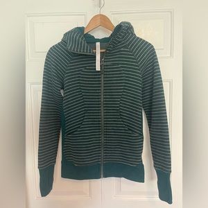 lululemon scuba zip up hoodie - emerald green stripe - size 2